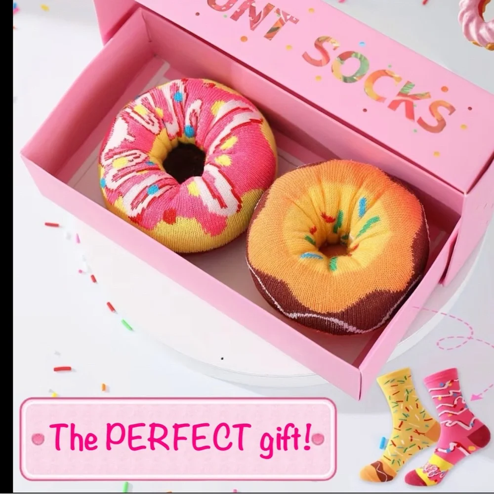Fun and Whimsical Donut Socks Gift Set - 2 Pairs